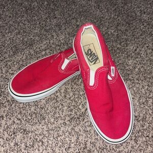 Vans Bold Red Canvas Slip-Ons Customs